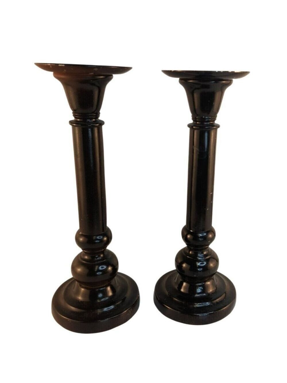 NorthCrest Home Black Wood Candle Holder 12 Inch